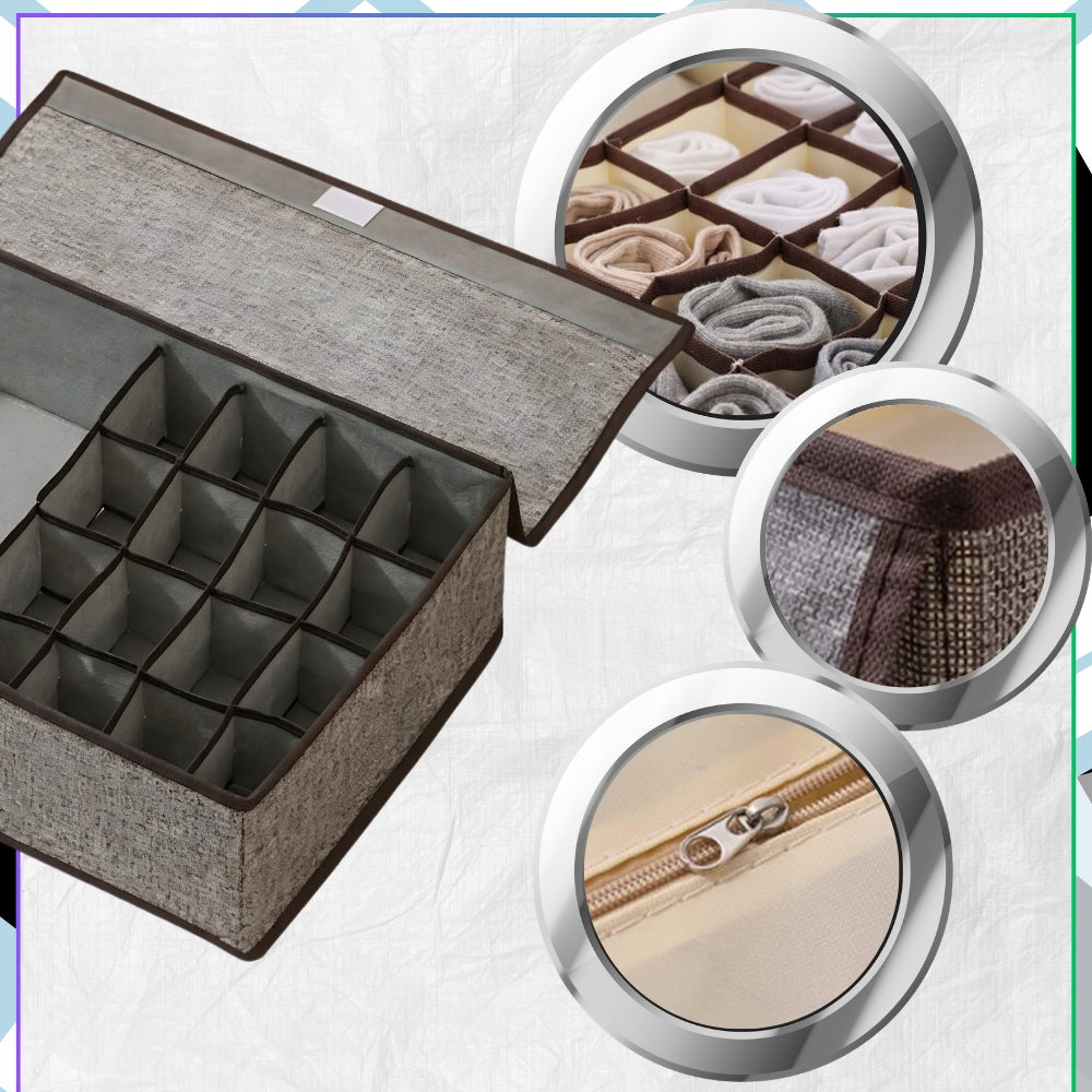 Underwear Organizer Clothes Folding Box 13 Compartments Grey For Wardrobe Product width 26 cm