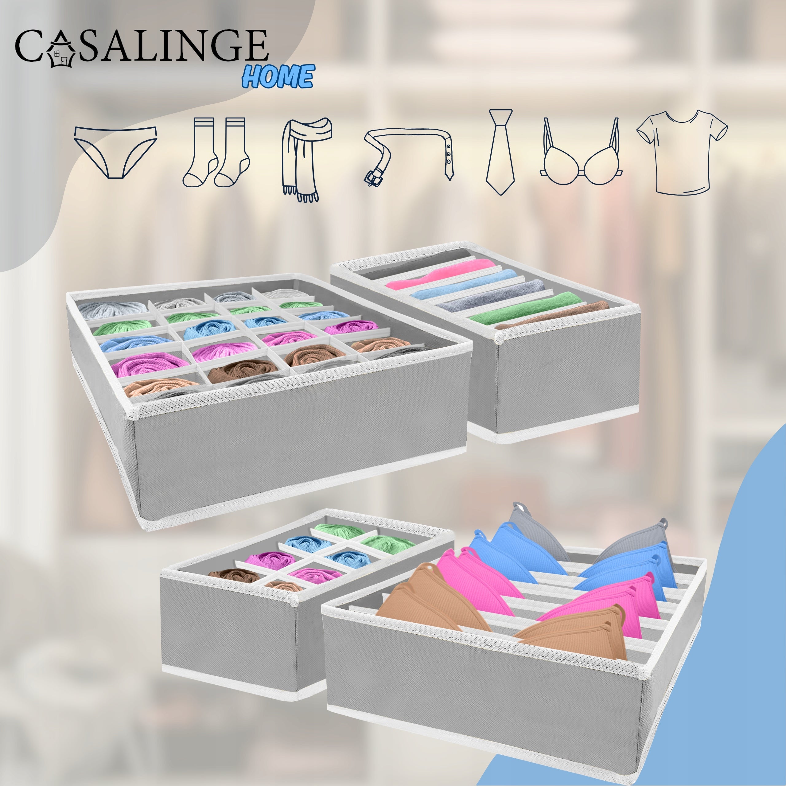 Underwear Organizer Clothes Socks Drawer Pants Wardrobe SET Length 66 cm