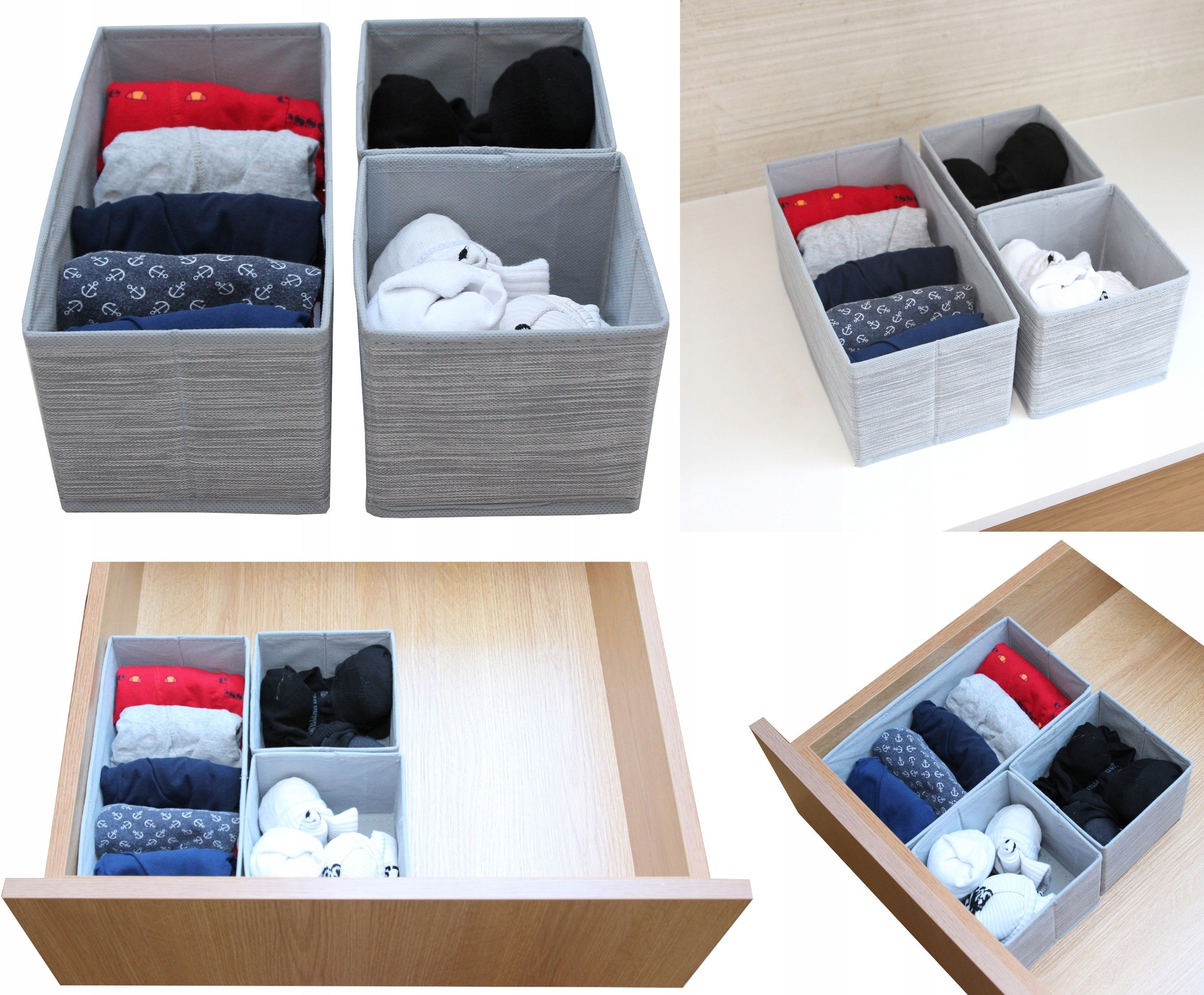 Underwear Organizers 3 Pcs for Drawer Closet Socks Compartments