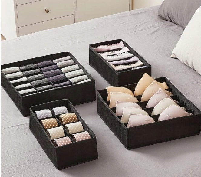 Underwear Organizers for Drawer, Closets in Black - 4 Pieces Manufacturer code ONB-01