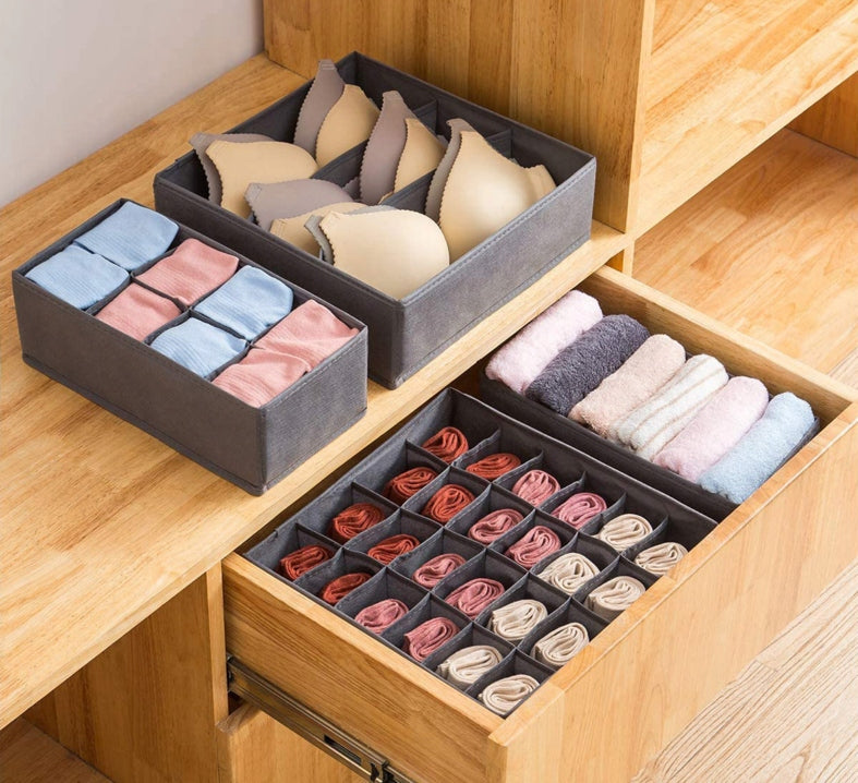 Underwear organizer socks for wardrobe drawer grey set of 4 Manufacturer code SA-Nu090C