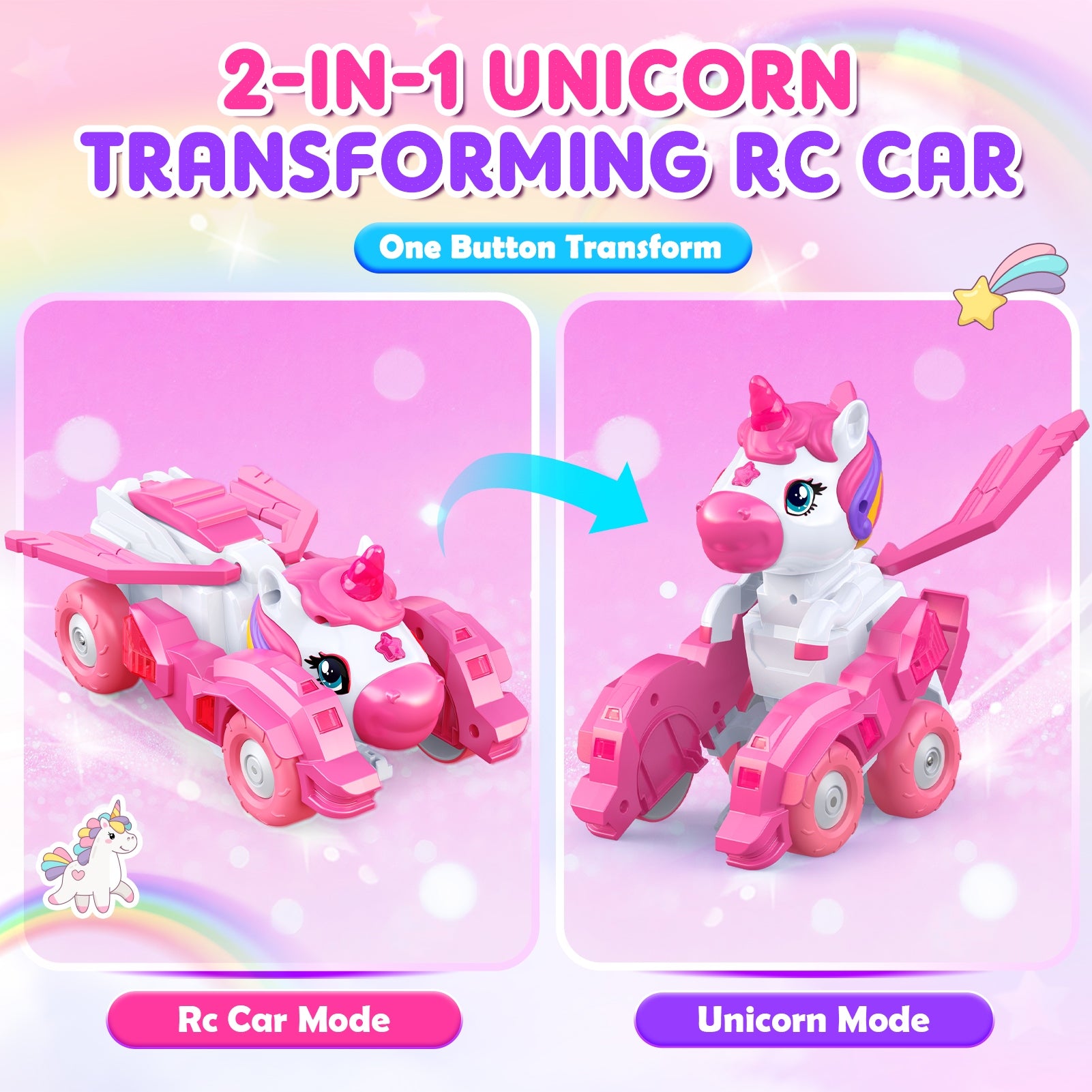 Unicorn Transforming RC 2in1 Toys One Button Transformation Packaging status original