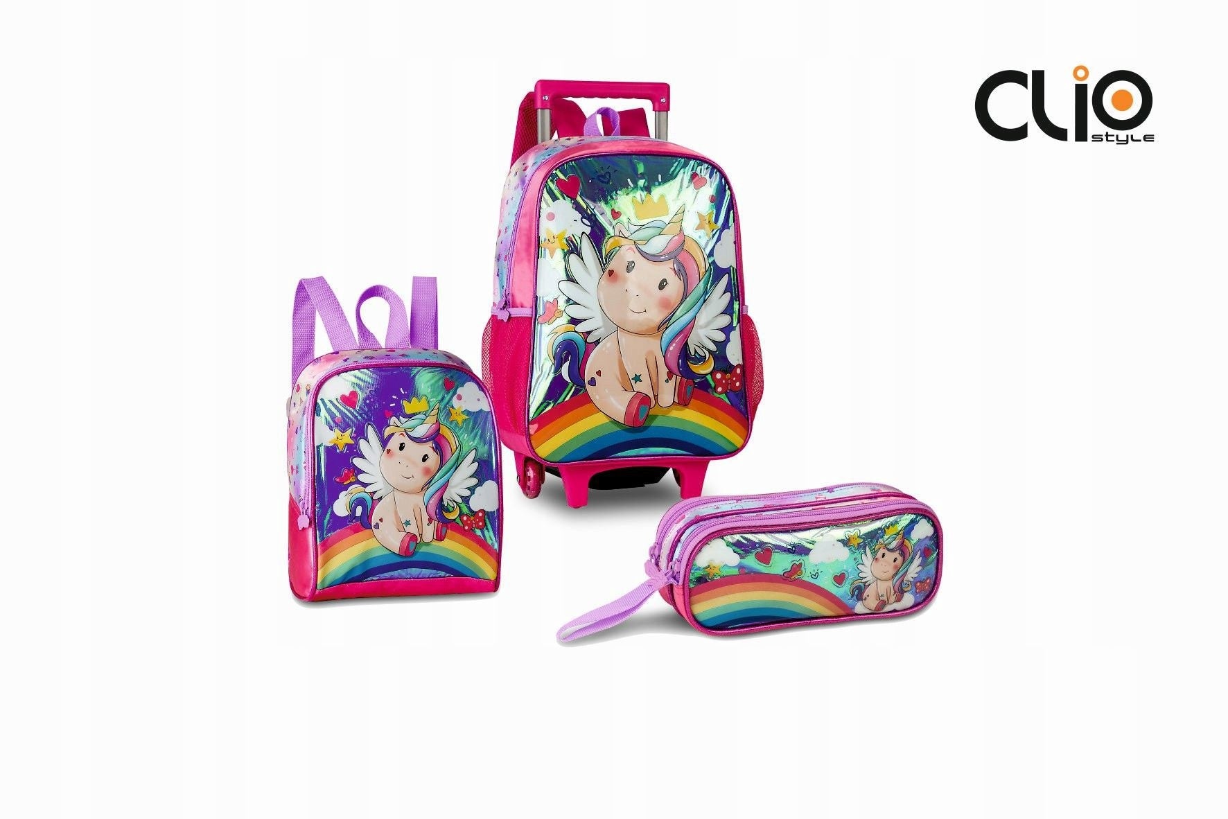 Unicorn set: suitcase on wheels + lunchbox 16'' / 41 cm
