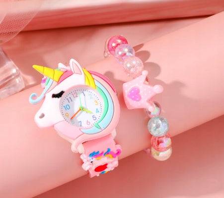 Unicorn watch gift for children pink silicone set Brand no brand