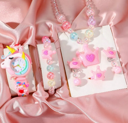 Unicorn watch gift for children pink silicone set