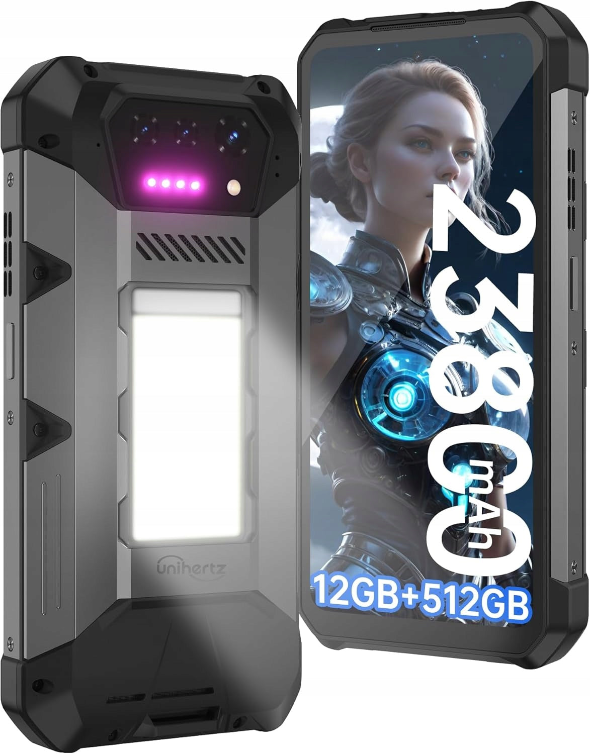 Unihertz Hike Smartphone 24(12+12)GB+512GB 23800mAh 1200 Lumen Camping