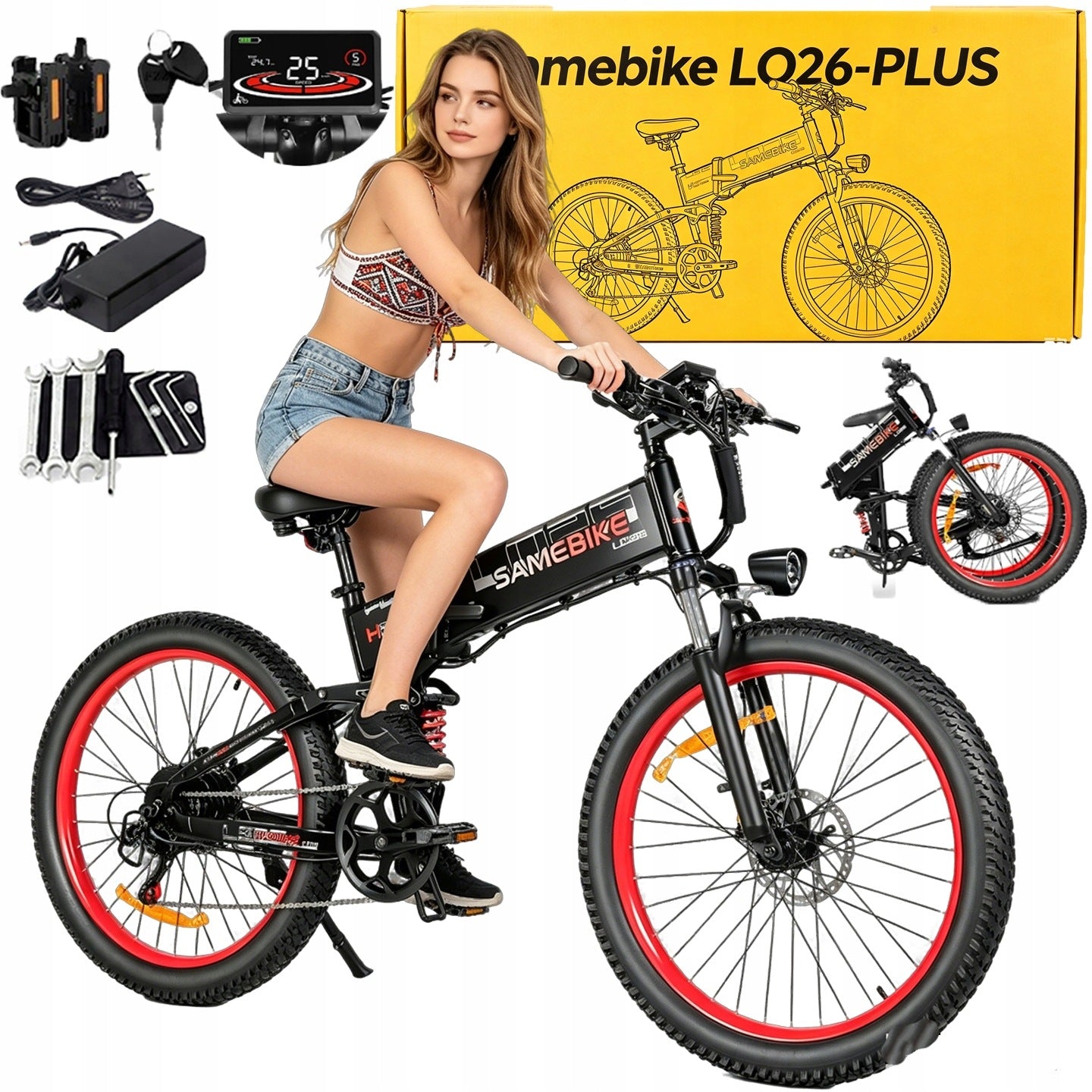 Unisex Electric Vehicle SAMEBIKE LO26 Plus 1000W 45KM/H 110KM 26*3" PL