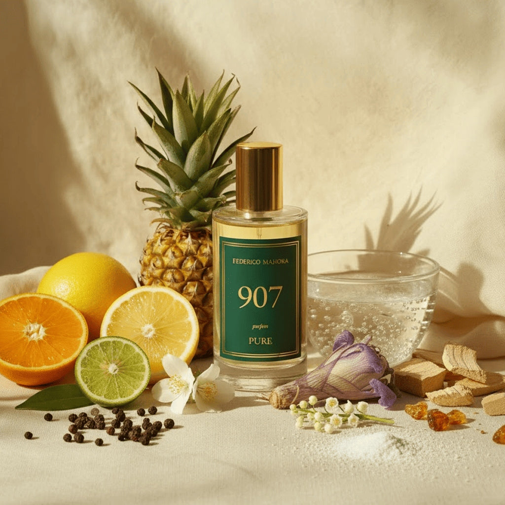 Unisex Perfume FM 907 Pure 20% 50ml Chypre Lemon Pineapple White Musk Packaging status original