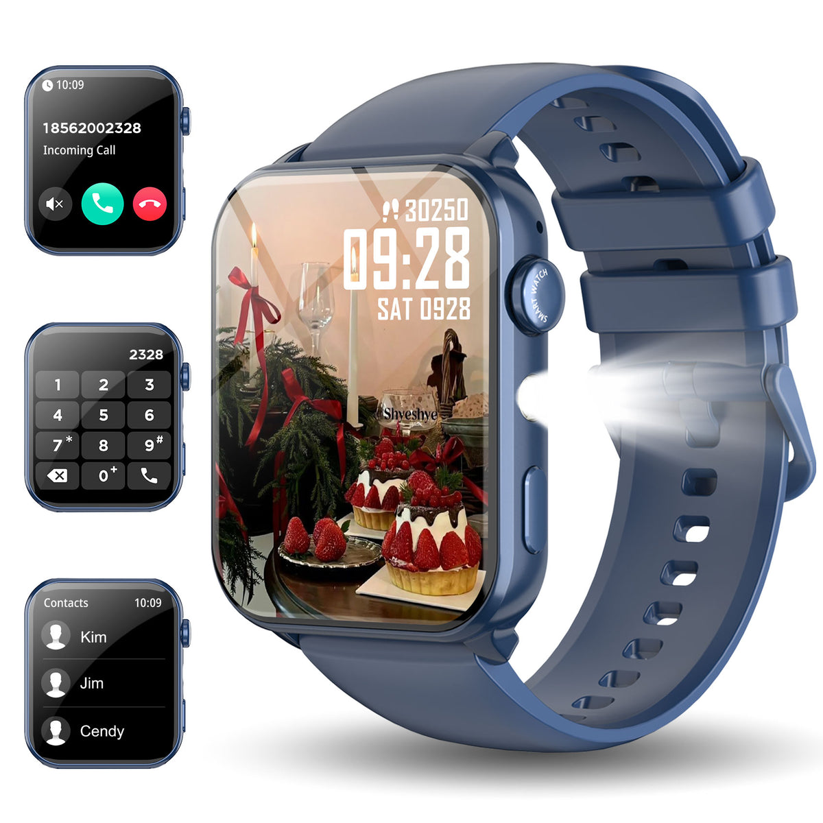 Unisex Smartwatch Waterproof Calls SMS HR SpO2 Sports Pedometer 2 straps