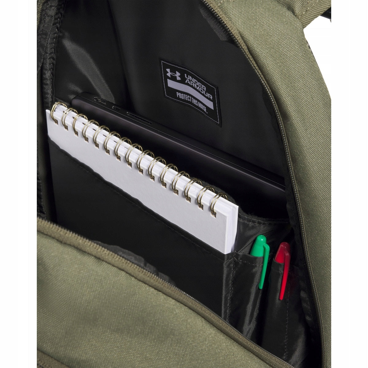 Unisex Training Backpack Under Armour UA Hustle 6.0 Pro Bp Khaki Color green