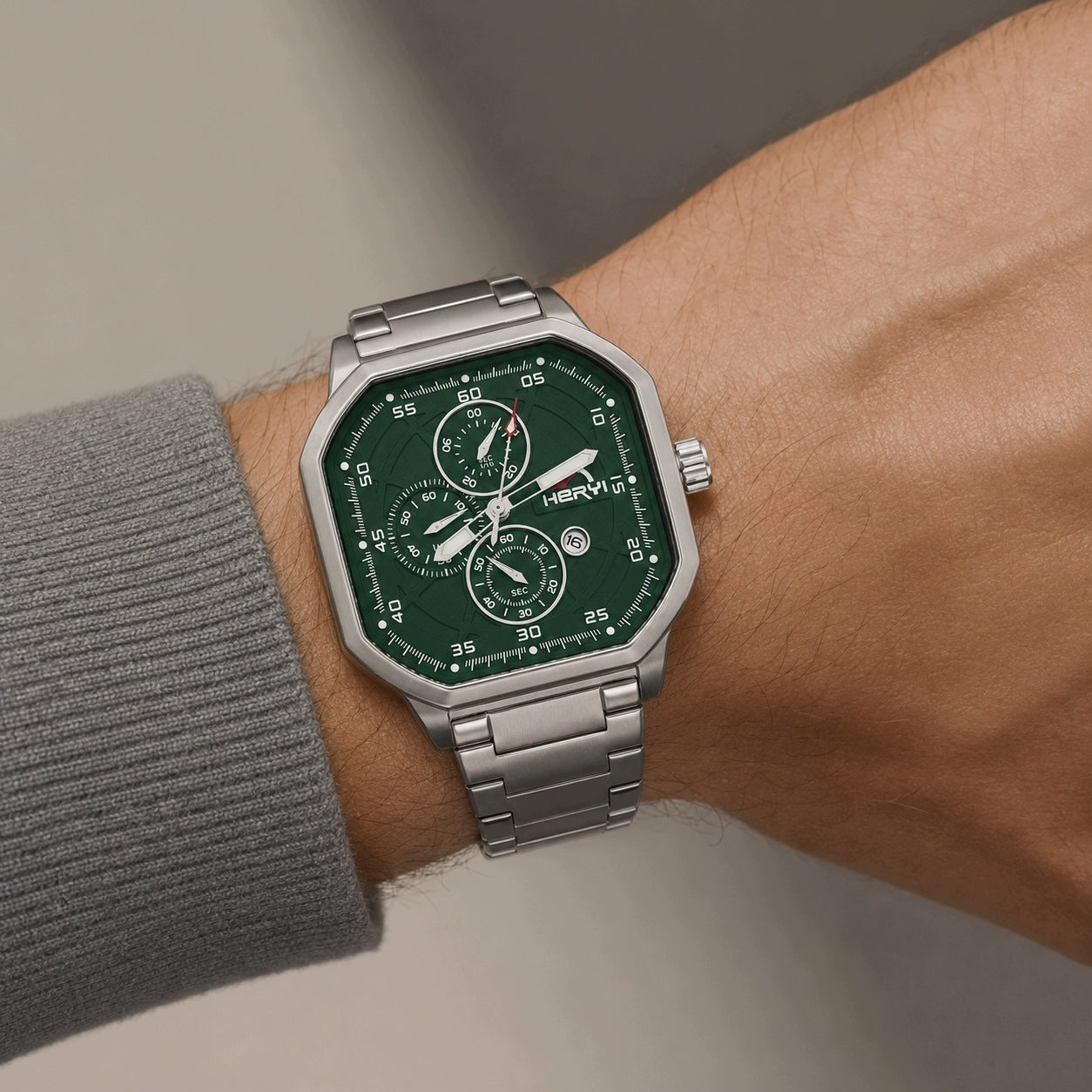 Unisex Watch Silver Green Wristwatch Elegant Dial Premium Appearance Brand Ulex Premium