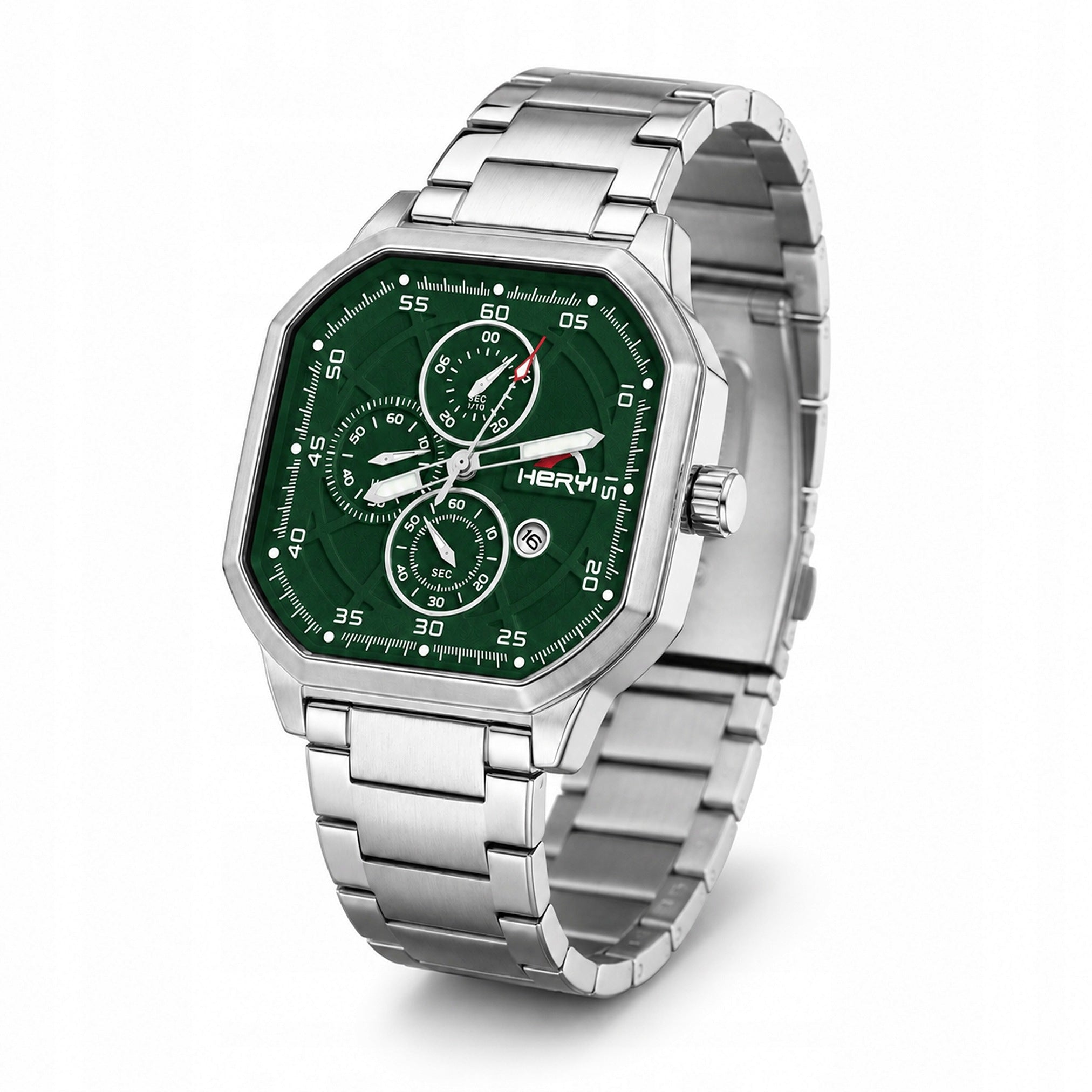 Unisex Watch Silver Green Wristwatch Elegant Dial Premium Appearance