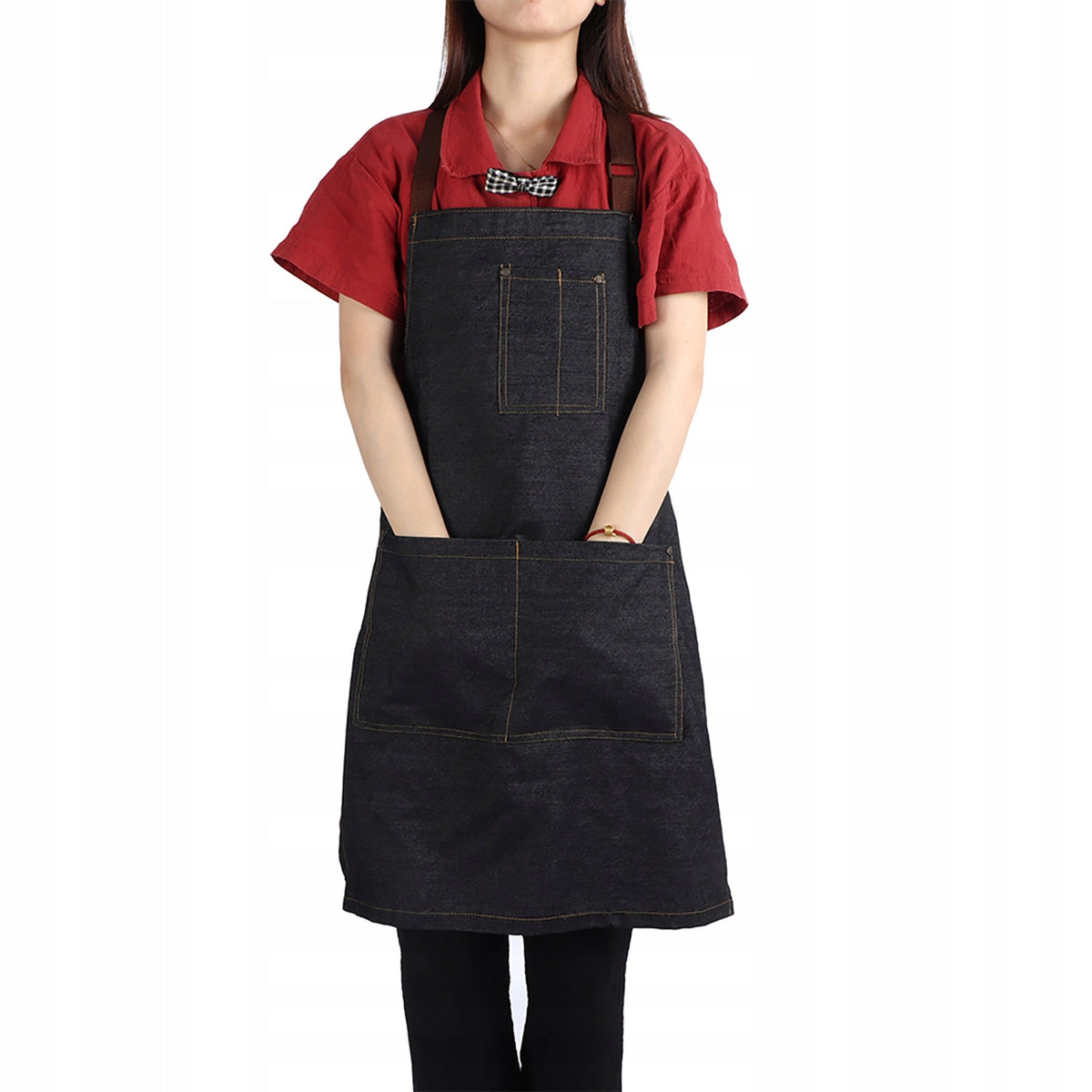Unisex Work Apron with Denim Pockets for Drawing DB