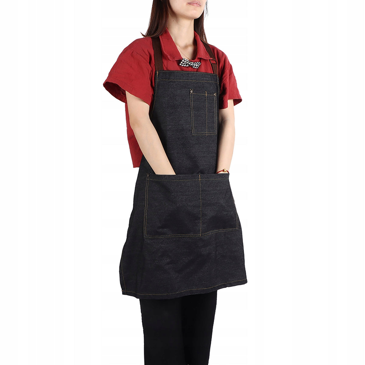 Unisex Work Apron with Denim Pockets for Drawing Q7
