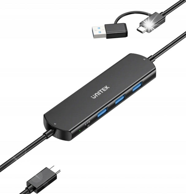 Unitek KVM Hub 10 Gbps - switch between 2 hosts, 3×USB-A