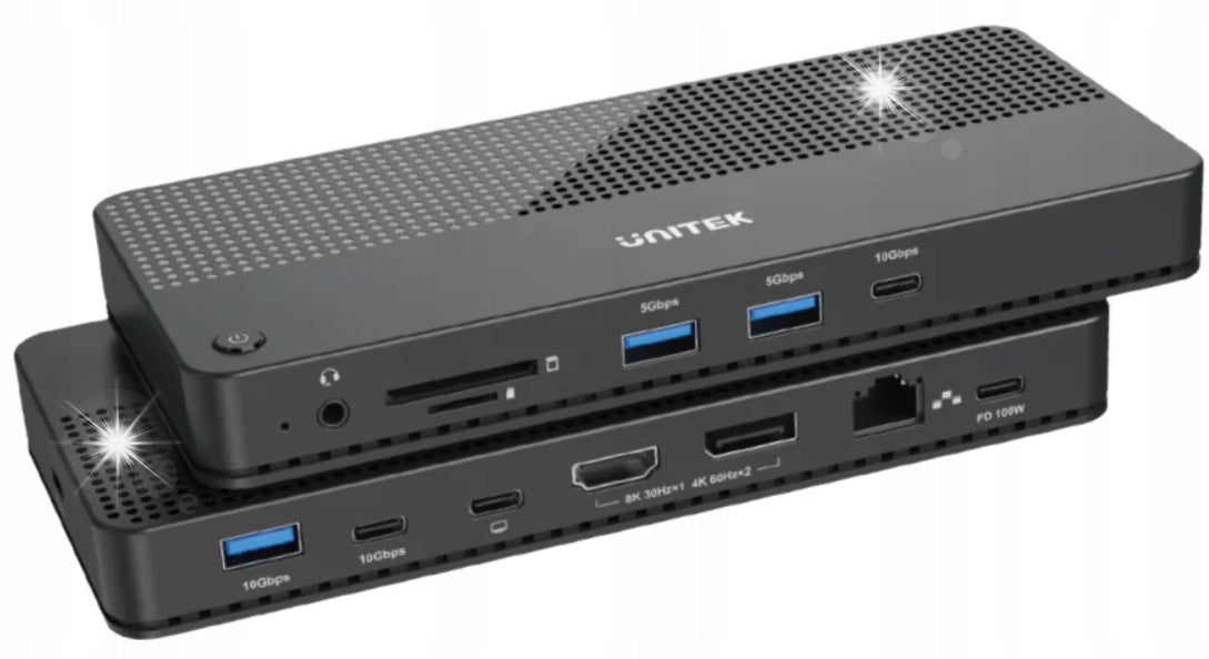 Unitek USB-C Station - HDMI DisplayPort USB RJ-45 SD microSD Audio PD 100W