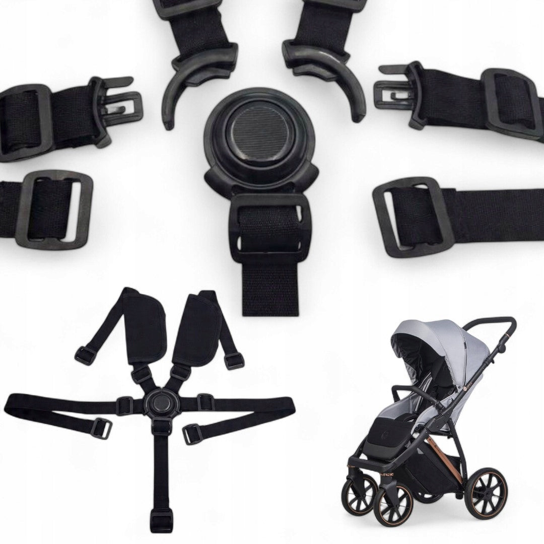 Universal Belts Harness for Stroller Chairs 5-Point Safe Black