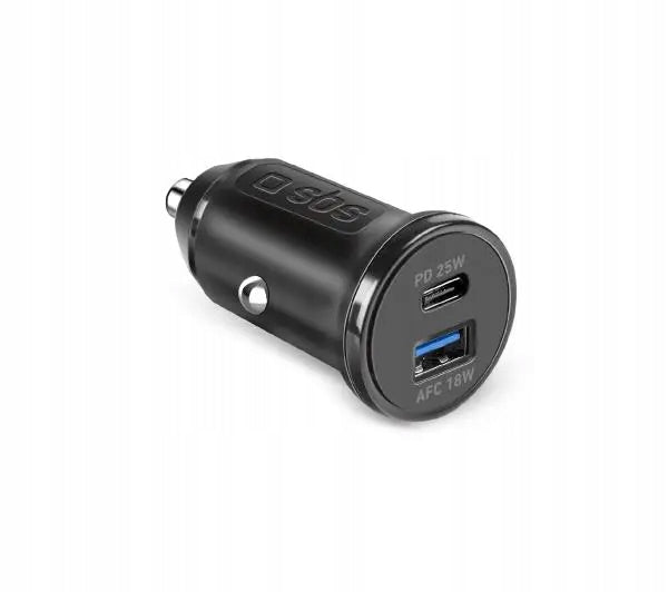 Universal Car Charger SBS USB-A / USB-C PD 25W Black