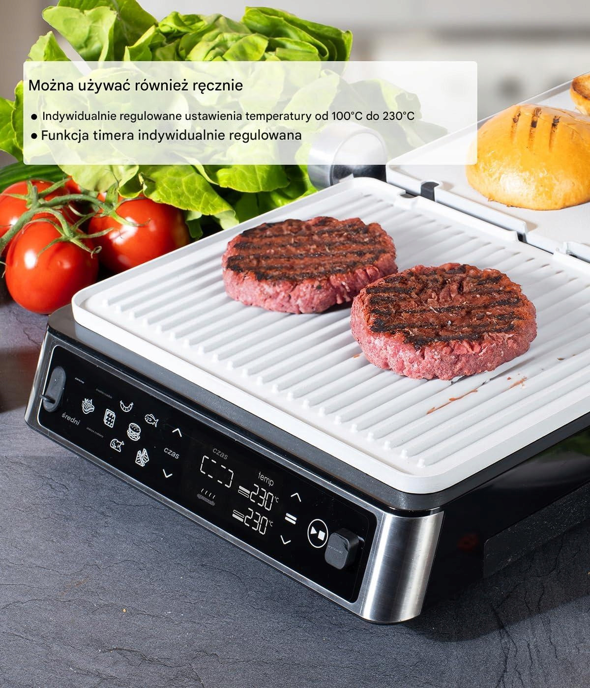 Universal Contact Grill Genius Ceramic Skewers Steaks 180° 2000W Packaging status original