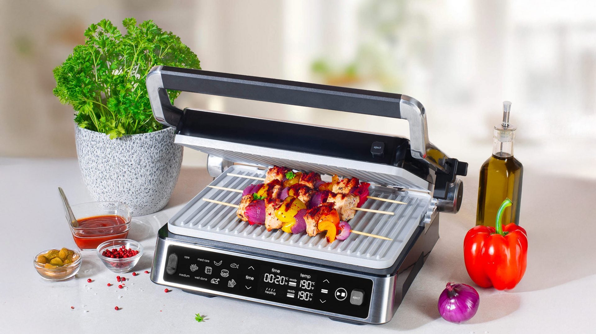 Universal Contact Grill Genius Ceramic Skewers Steaks 180° 2000W