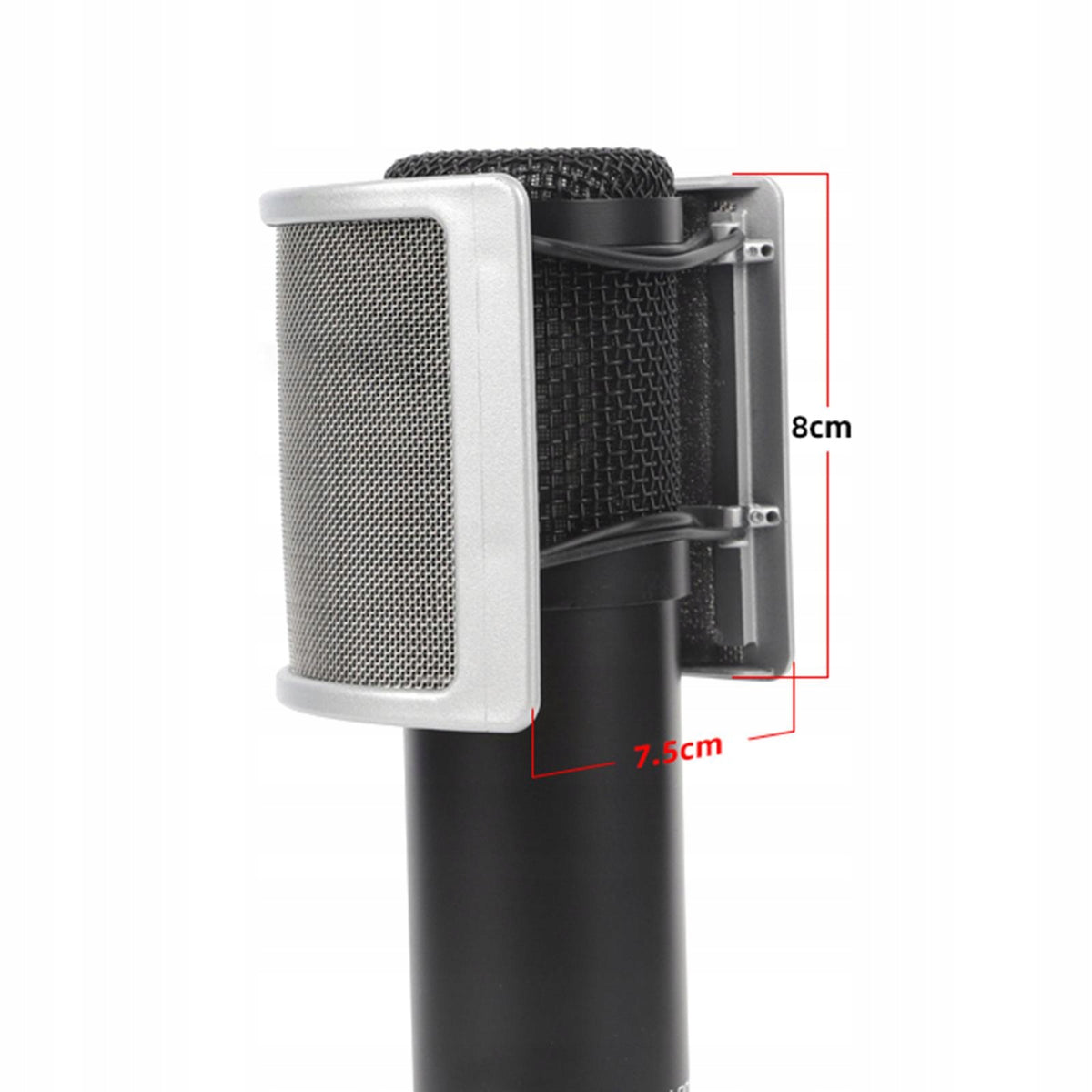 Universal Microphone Wind Screen U Shape Metal Mesh Silver with Cotton Packaging status original