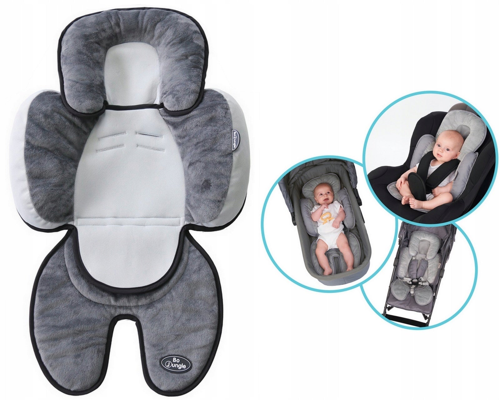 Universal Stroller Insert, Baby Pillow B-Snooze 3in1 BO JUNGLE Color gray