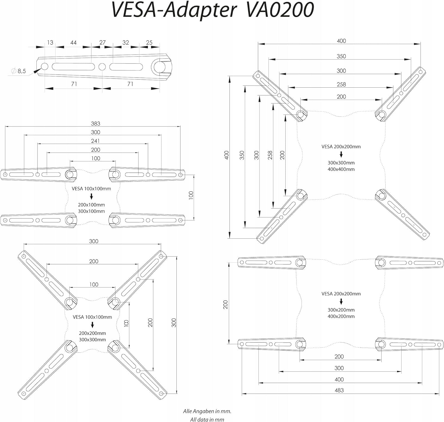 Universal VESA adapter - TV stands and mounts and prompts EAN (GTIN) 6902833910911