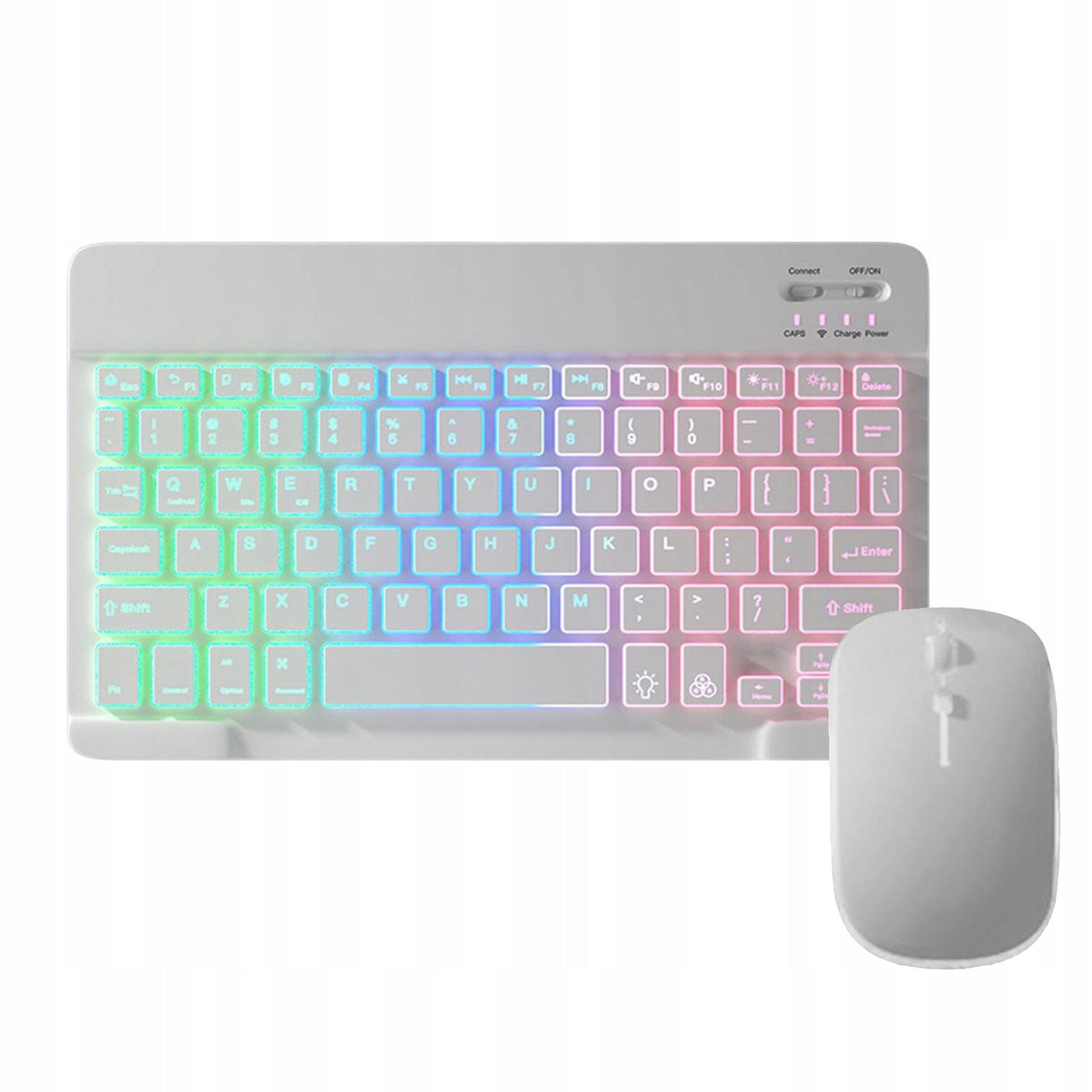 Universal Wireless Bluetooth Keyboard Slim for for OS White Keyboard+Mouse