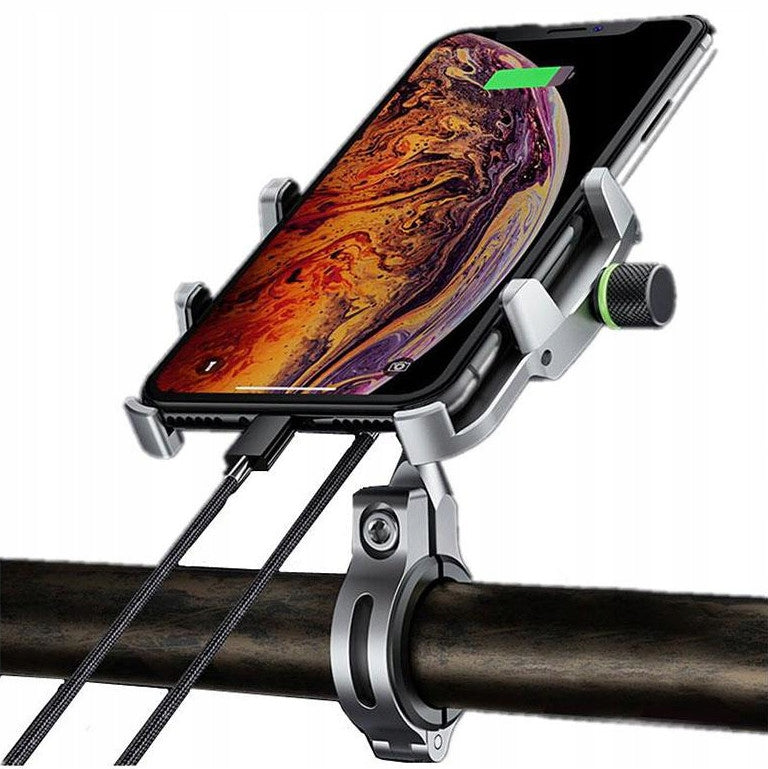 Universal aluminum motorcycle holder + USB QC Brand Extremestyle