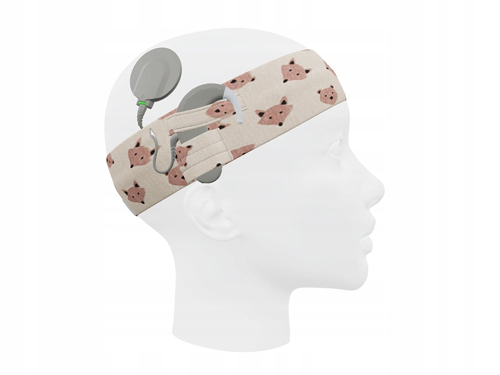 Universal band for speech processors / implants - teddy bears and foxes - size.S Manufacturer code BUS_fox