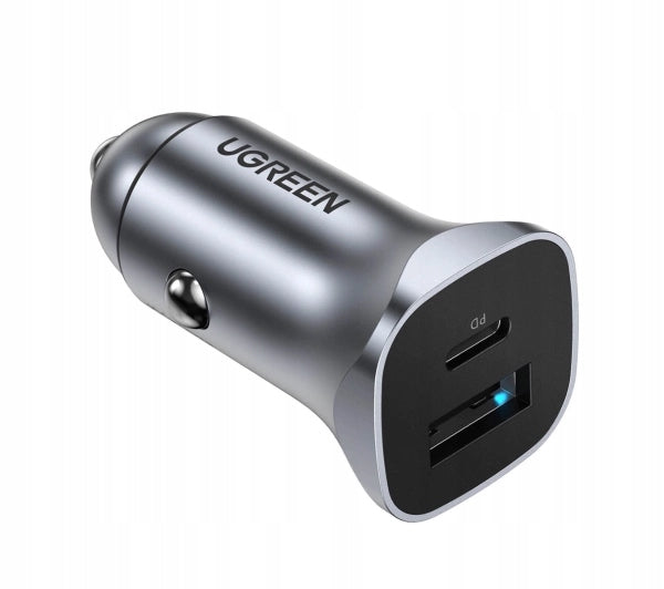 Universal car charger UGREEN CD130 USB-A / USB-C 30W Grey Packaging status original