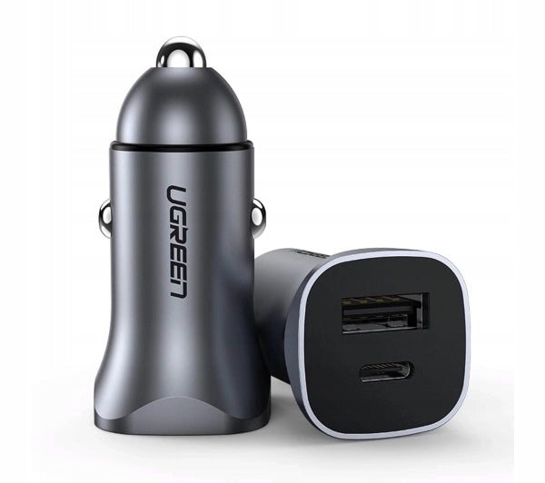 Universal car charger UGREEN CD130 USB-A / USB-C 30W Grey