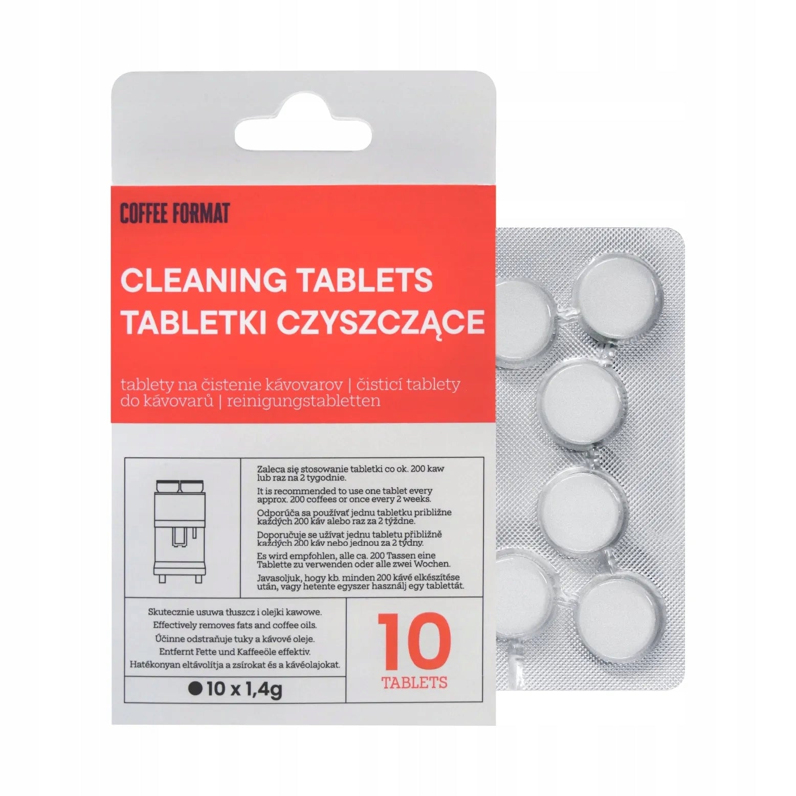 Universal cleaning tablets for espresso machine 10x1,4g Coffee Format