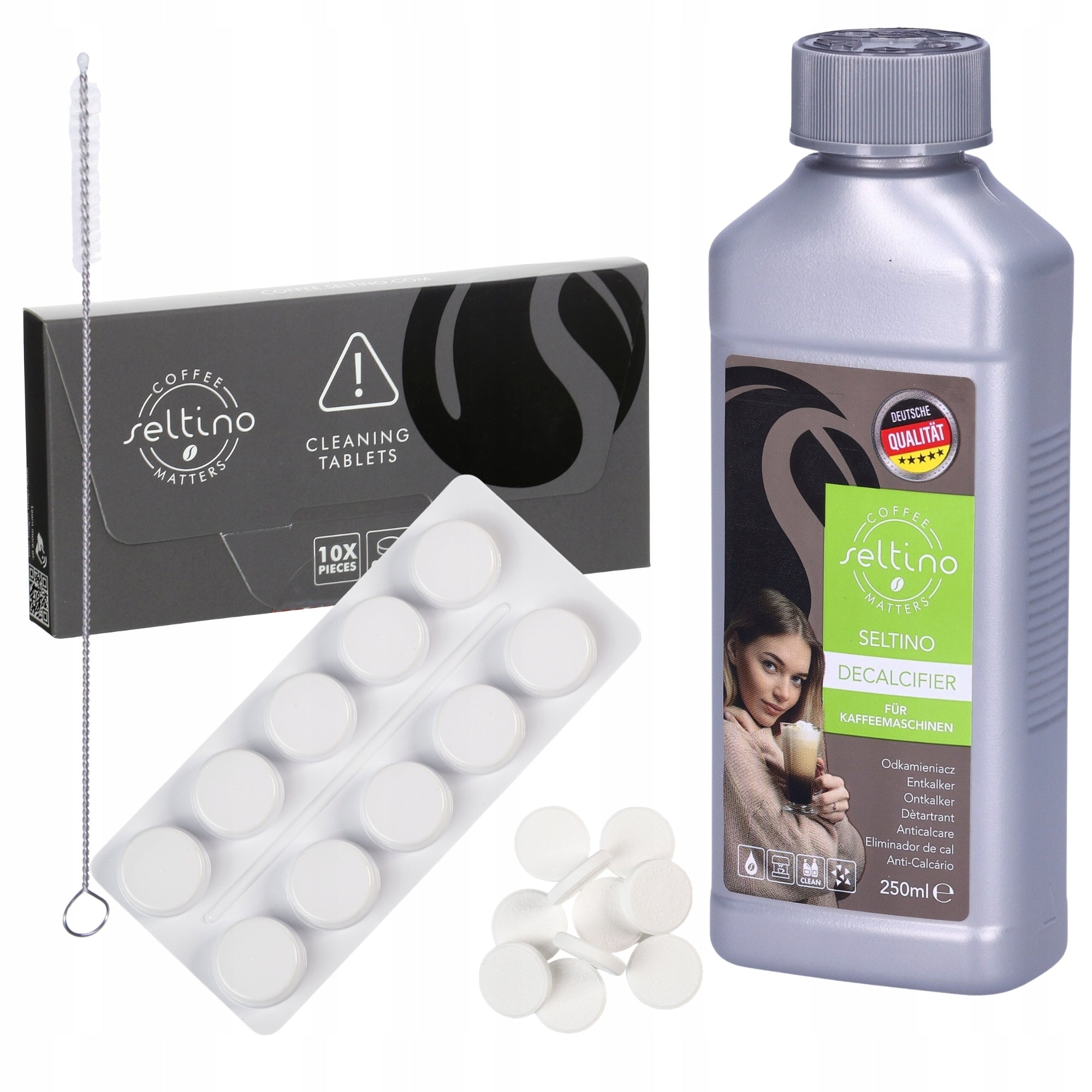 Universal cleaning tablets for espresso machine + Descaler liquid 250ml
