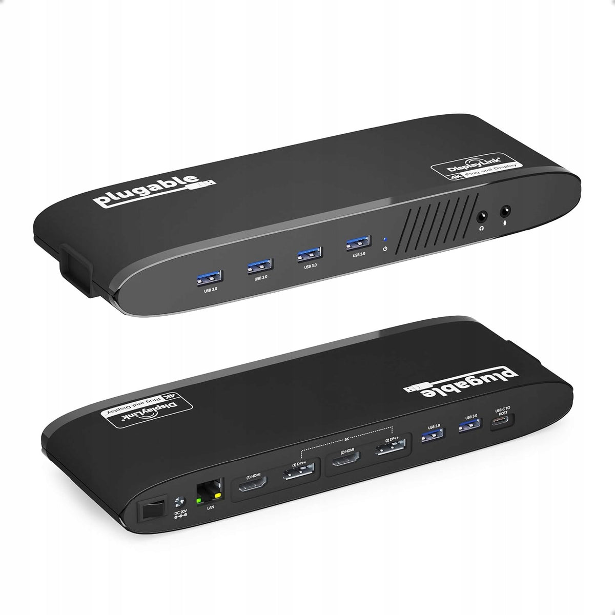 Universal docking station Plugable for laptops support 2 4K monitors