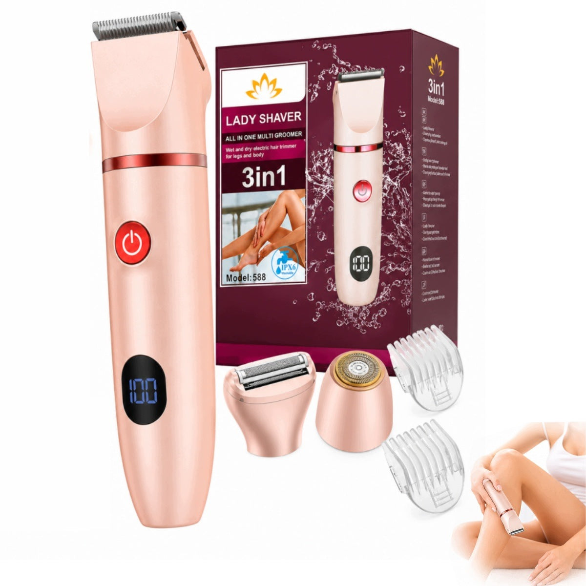 Universal hair shaver for legs, armpits and face for women