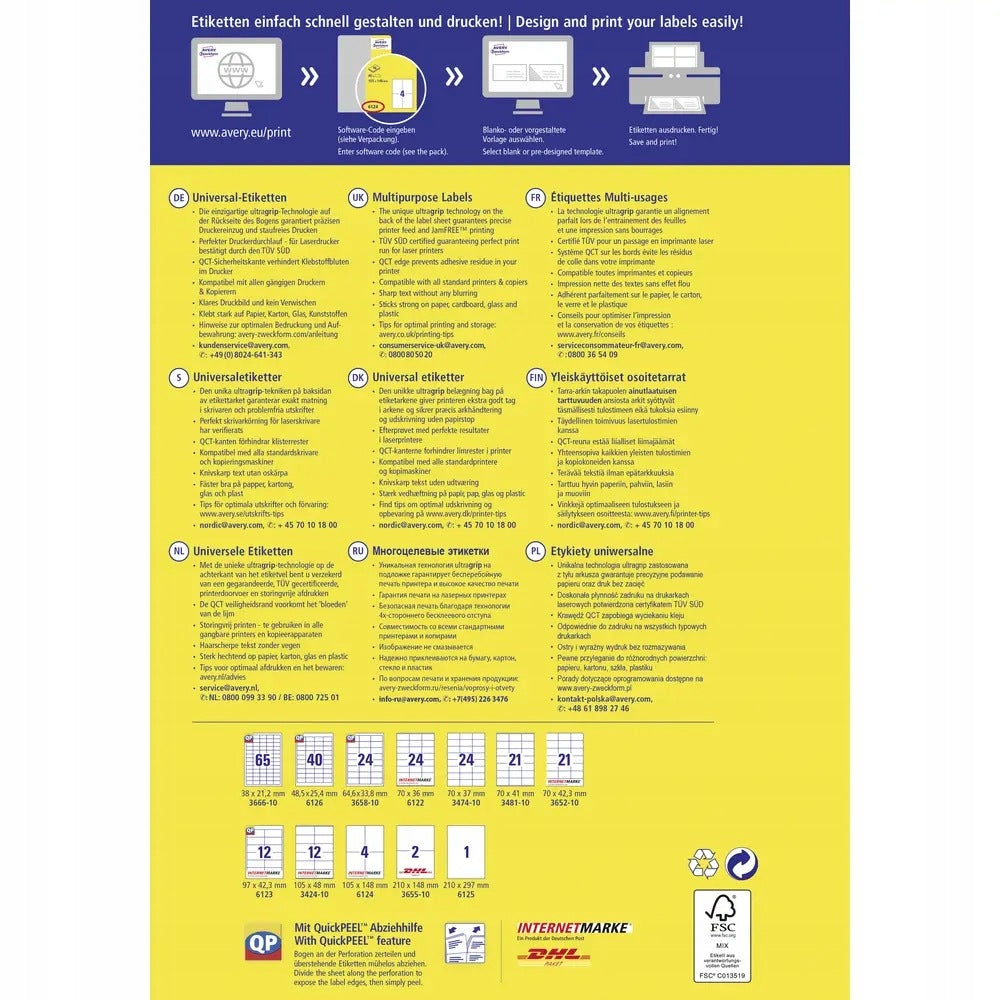 Universal label Avery-Zweckform 3481-10 Color white
