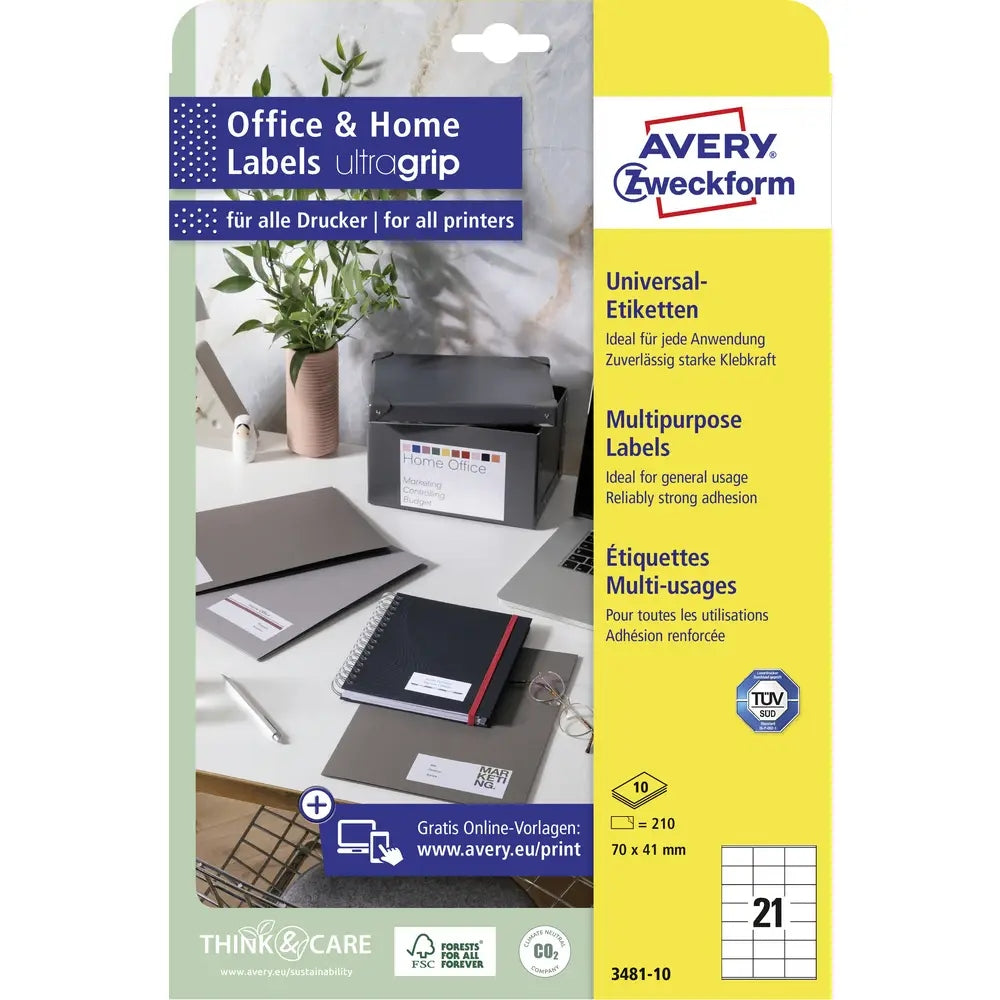 Universal label Avery-Zweckform 3481-10 Manufacturer code 3481-10