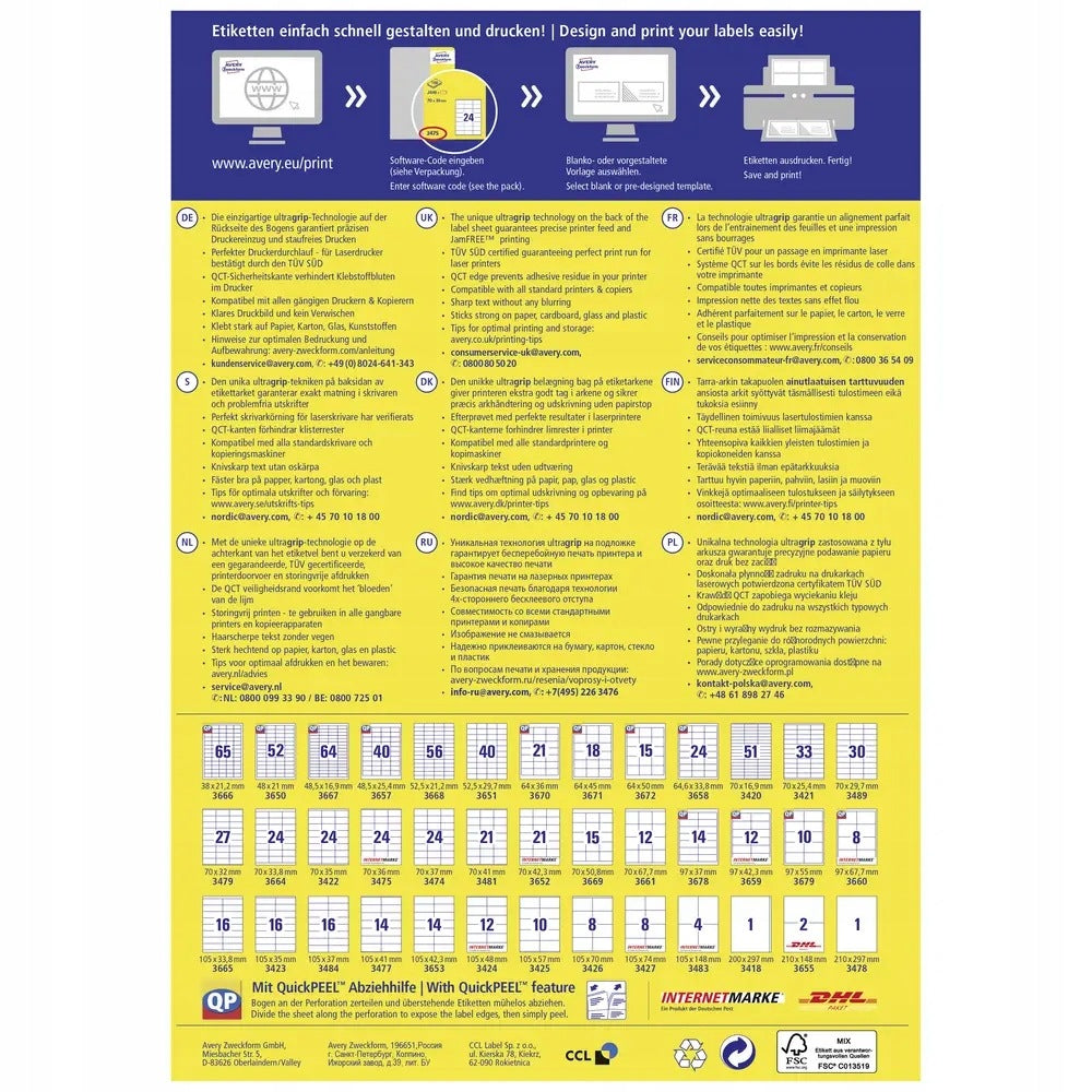 Universal label Avery-Zweckform 3481 Manufacturer code 3481