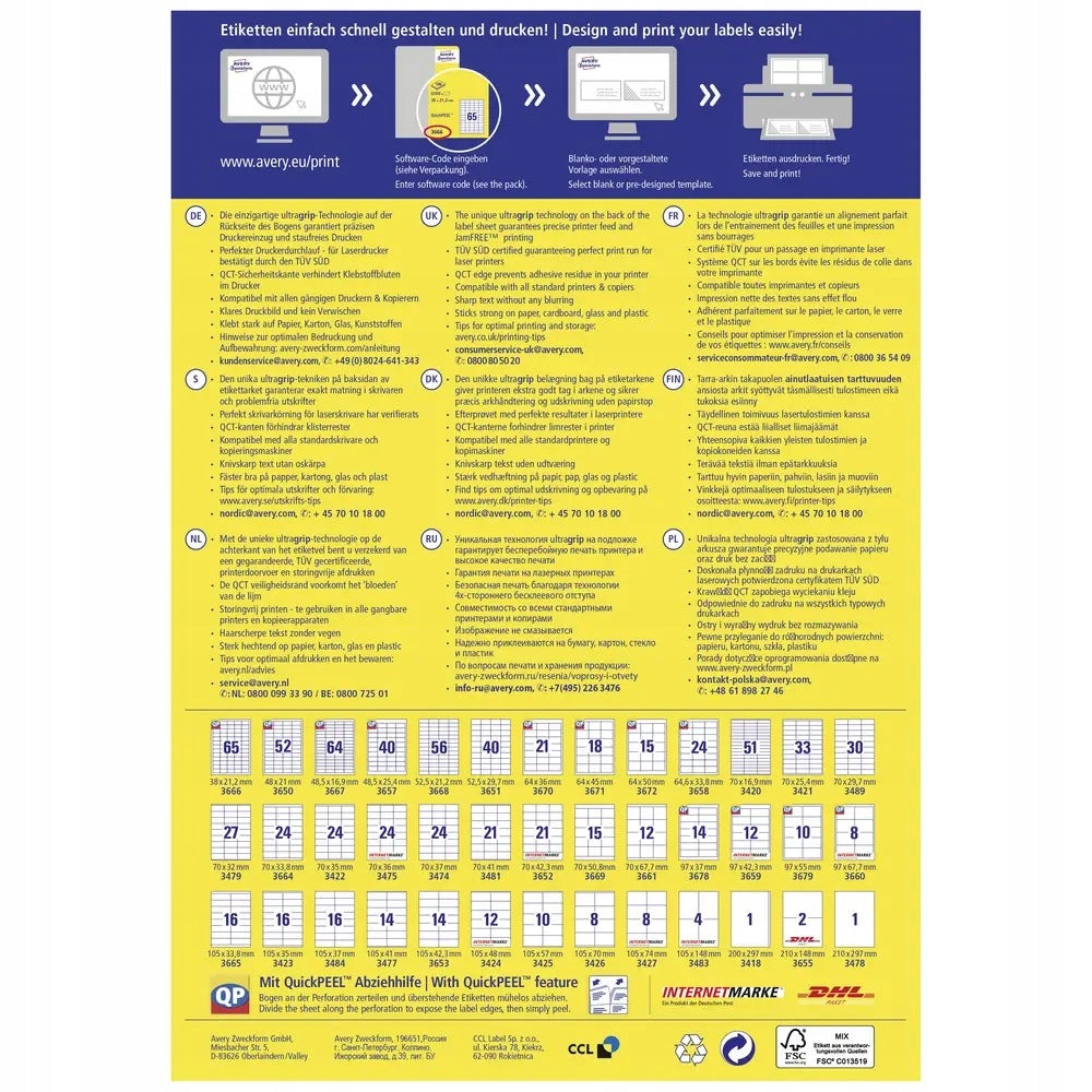 Universal label Avery-Zweckform 3667 Manufacturer code 3667