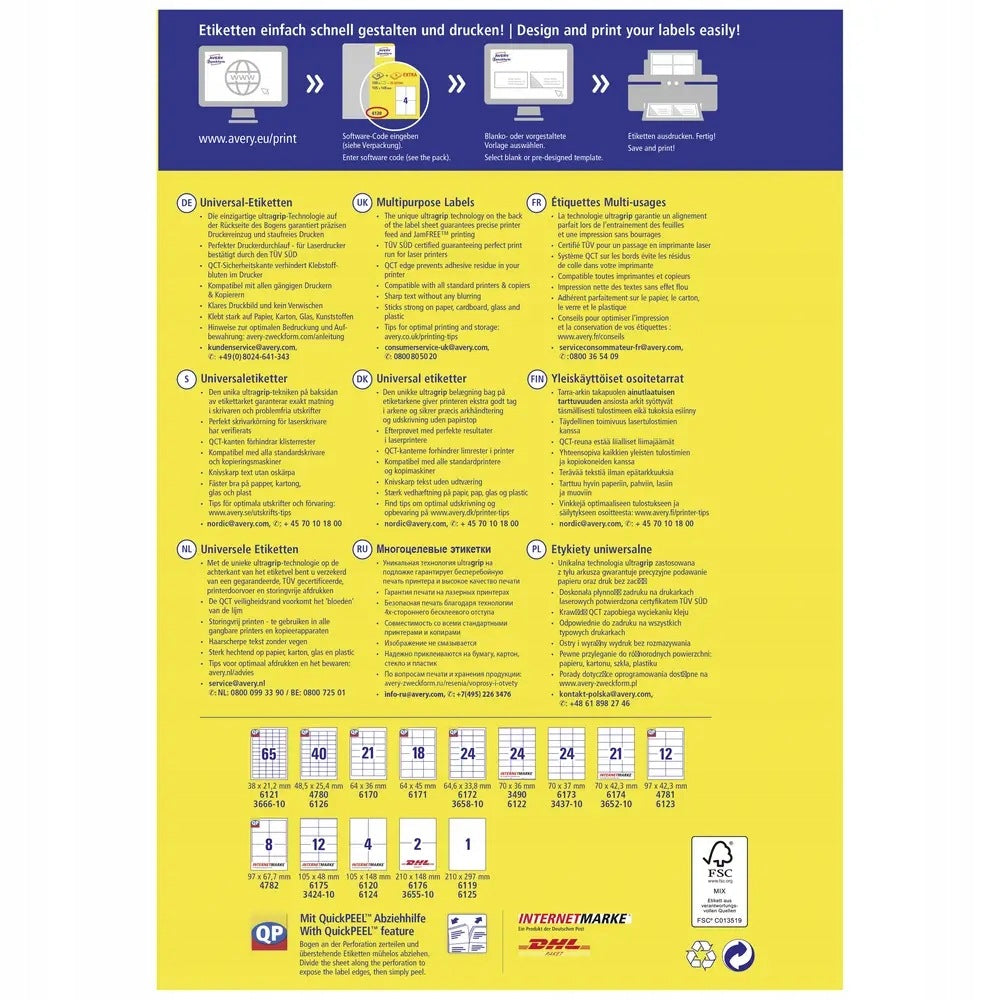 Universal label Avery-Zweckform 6119 Color white