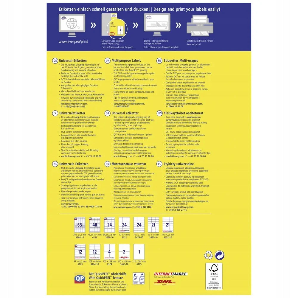 Universal label Avery-Zweckform 6123 Color white