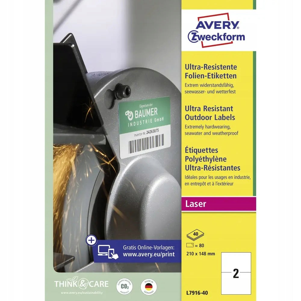 Universal label Avery-Zweckform L7916-40 Color white