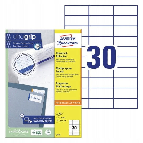 Universal labels UltraGrip white Avery 3489