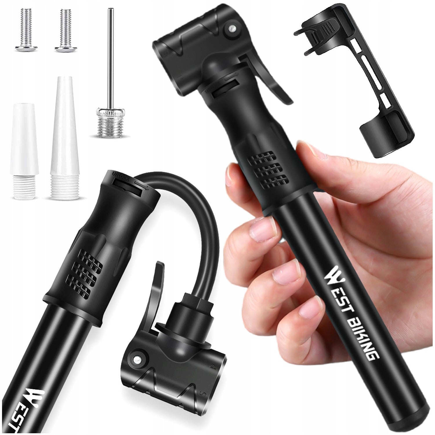 Universal mini bicycle pump for bicycle ball frame manual hose Alogy Packaging status original
