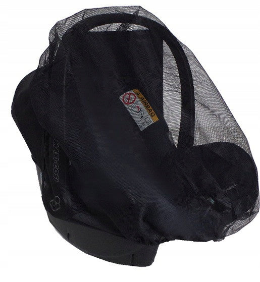 Universal mosquito net for a car seat or baby carrier, black