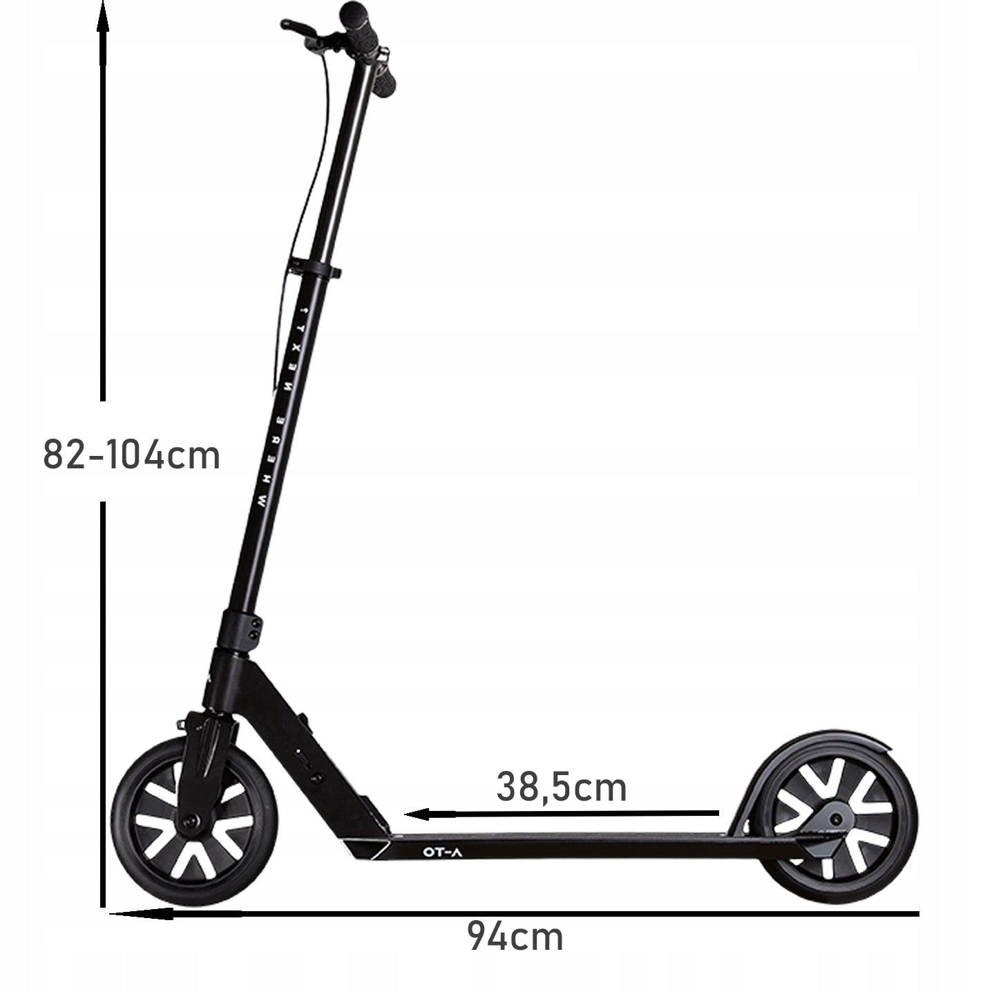 Universal scooter A-TO large wheels 20cm hand brake foot black mat Packaging status original