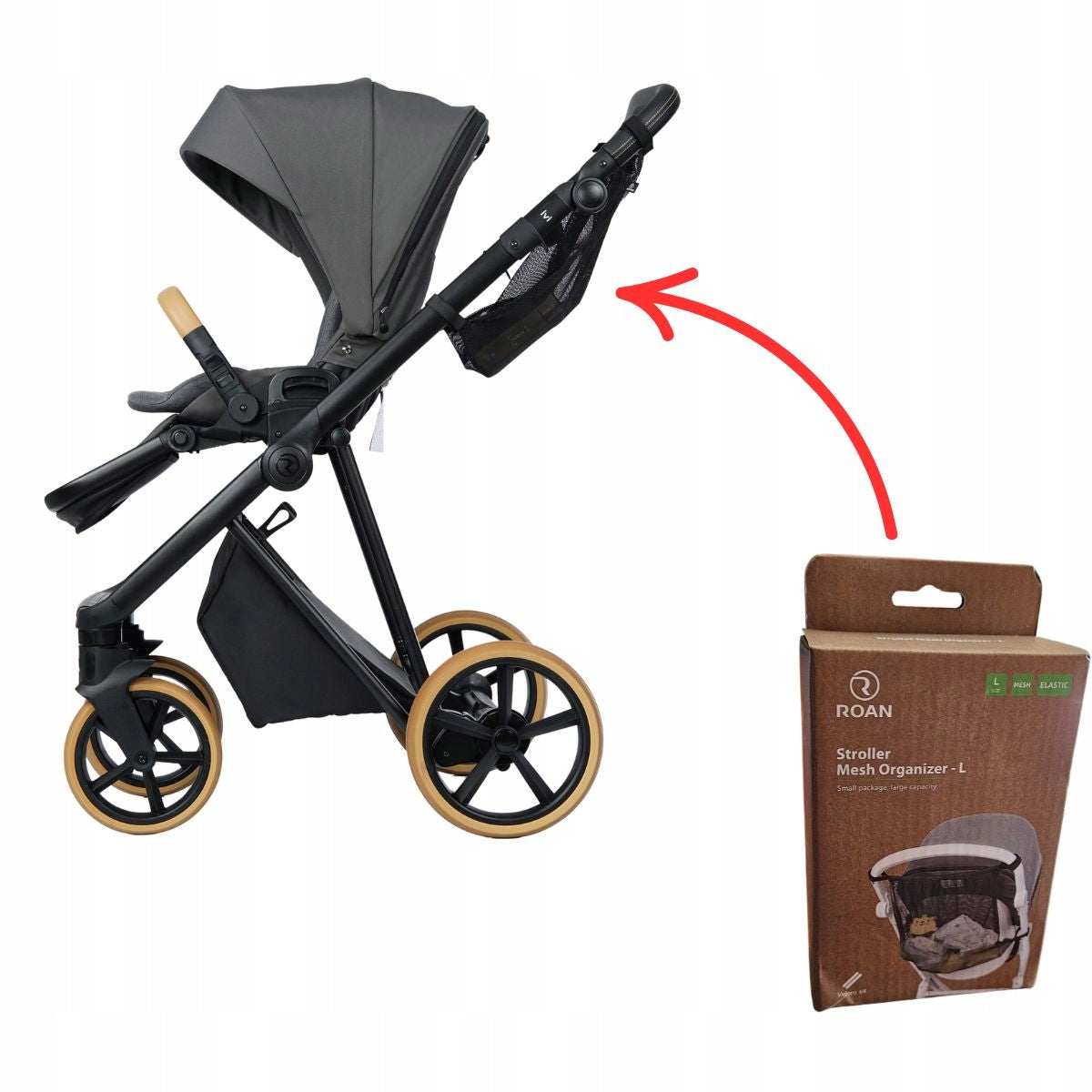 Universal shopping net for trolley – robust, flexible, easy installation Manufacturer code Stroller Mesh Organizer