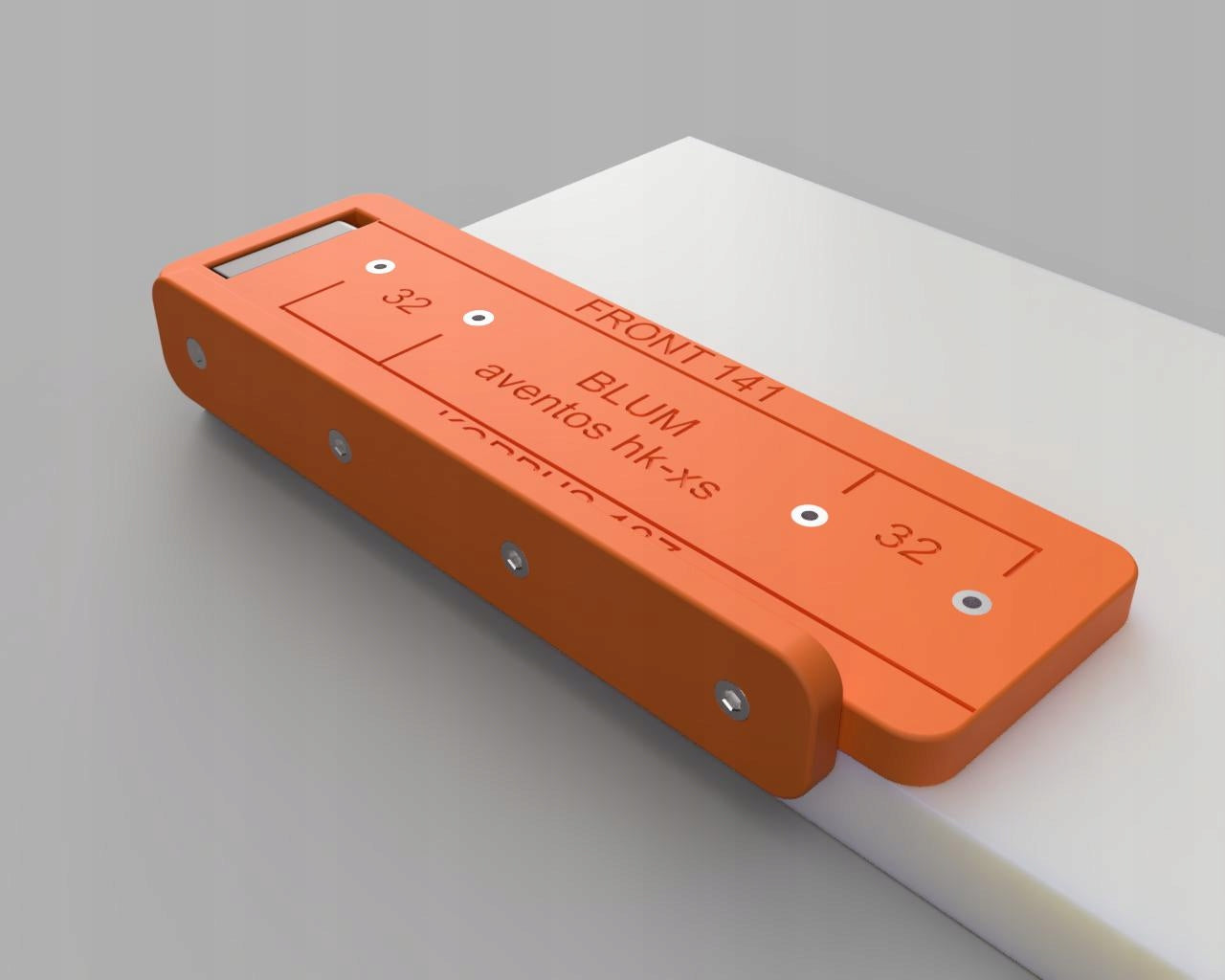Universal template for mounting BLUM AVENTOS HK-XS actuator – front + body Material synthetic material