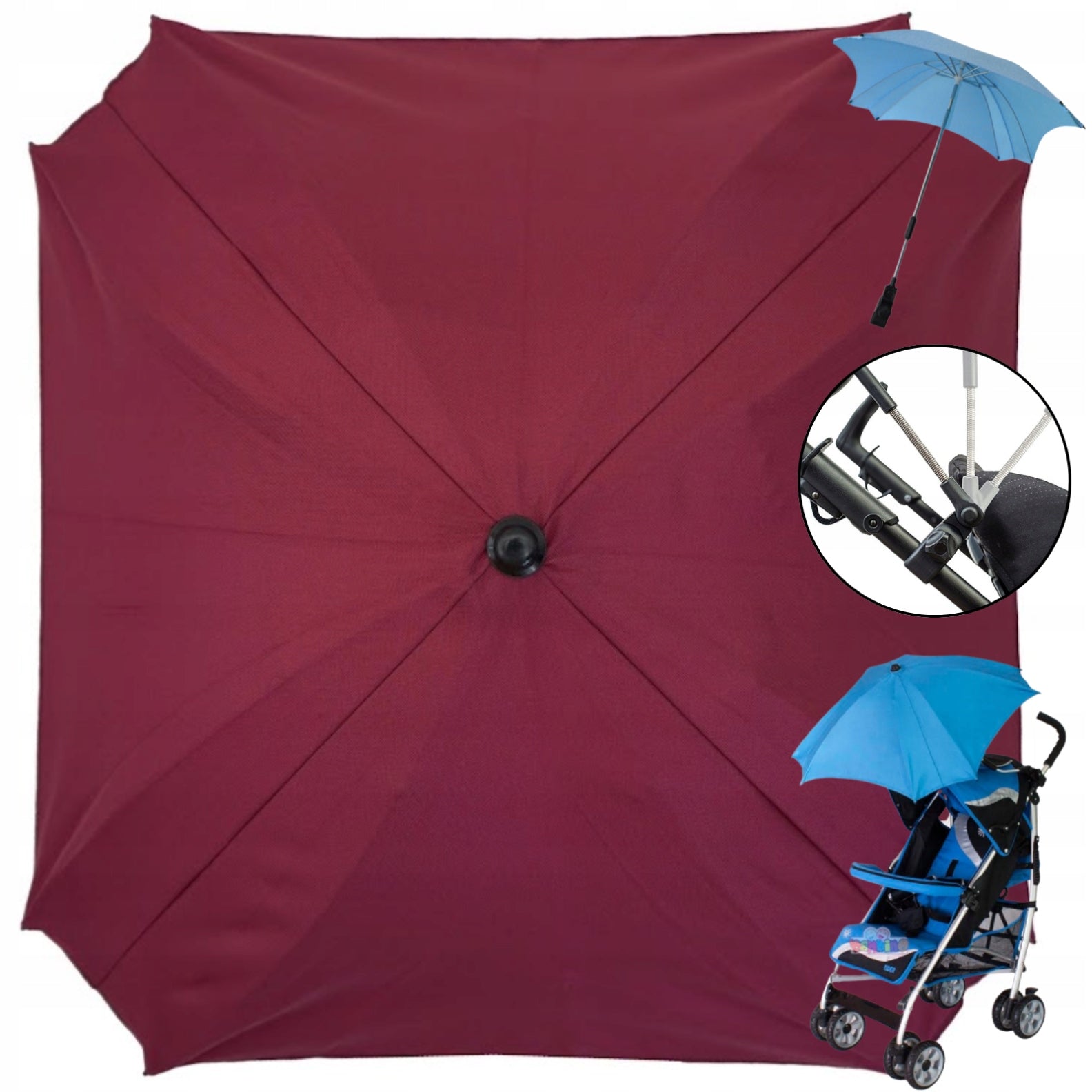 Universal umbrella square for stroller burgundy UV